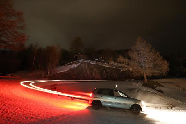 Winterfahrt bei Nacht