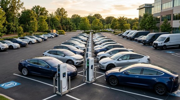 E-Ladesäaulen mit Tesla